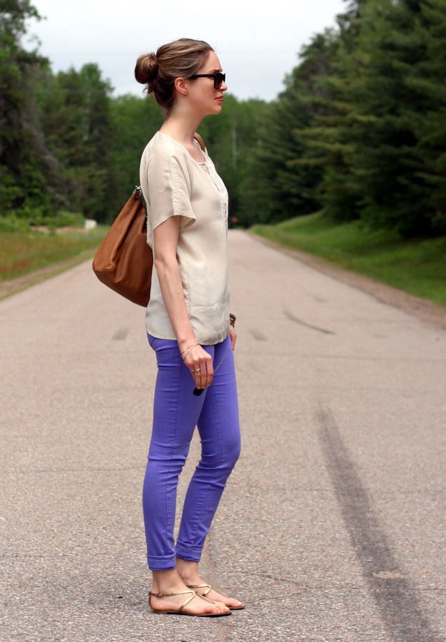 chic-silky-top-and-purple-jeans