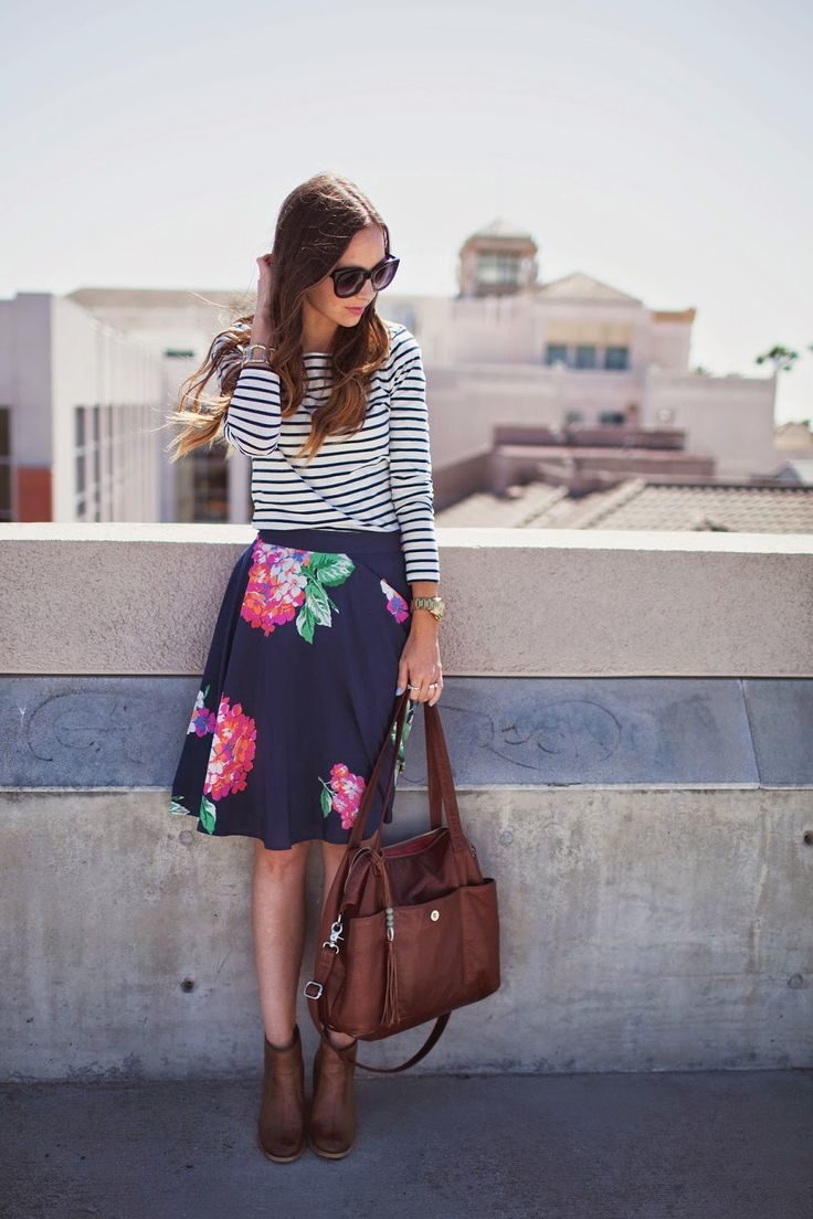 floral-skirt-and-striped-top