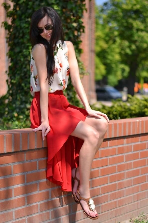 red-high-low-skirt-and-flats-2