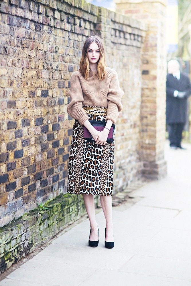 knit-sweater-and-animal-print-skirt
