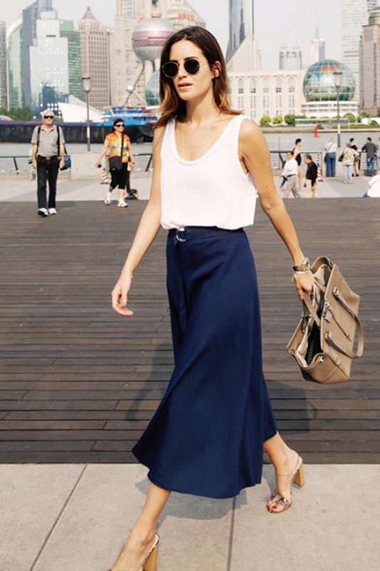 basic-white-tank-top-and-navy-blue-midi-skirt