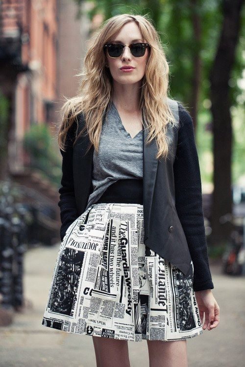 newspaper-print-skirt