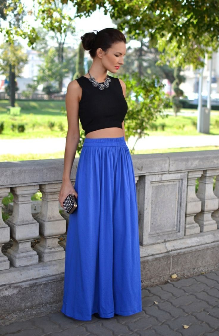 blue-pleated-maxi-skirt