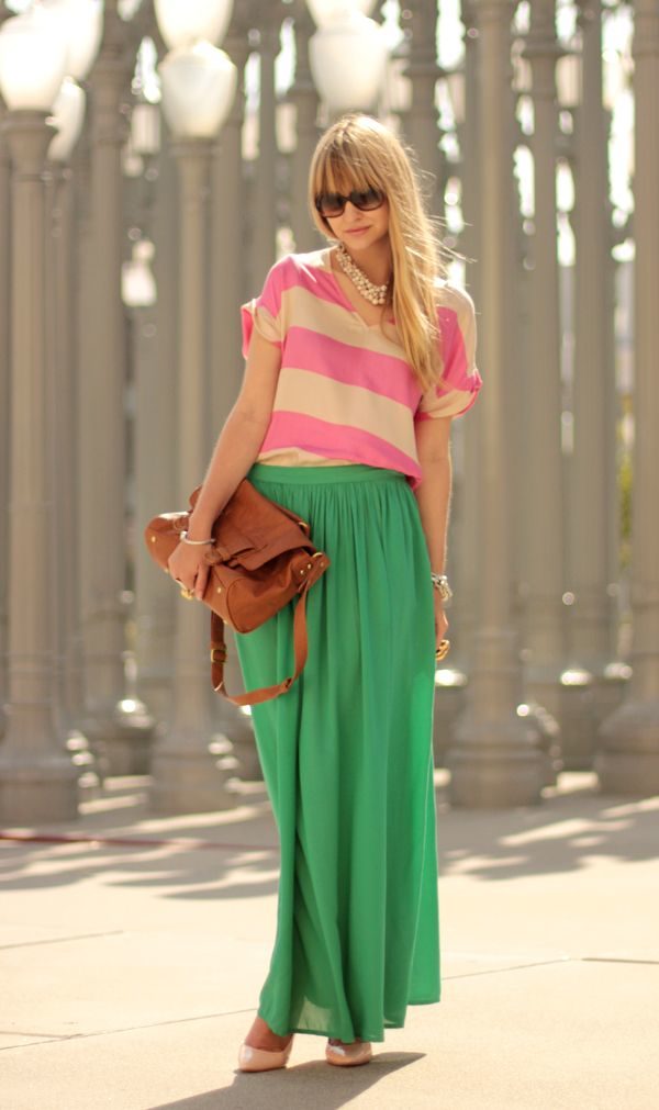 cute-maxi-skirt-and-striped-shirt