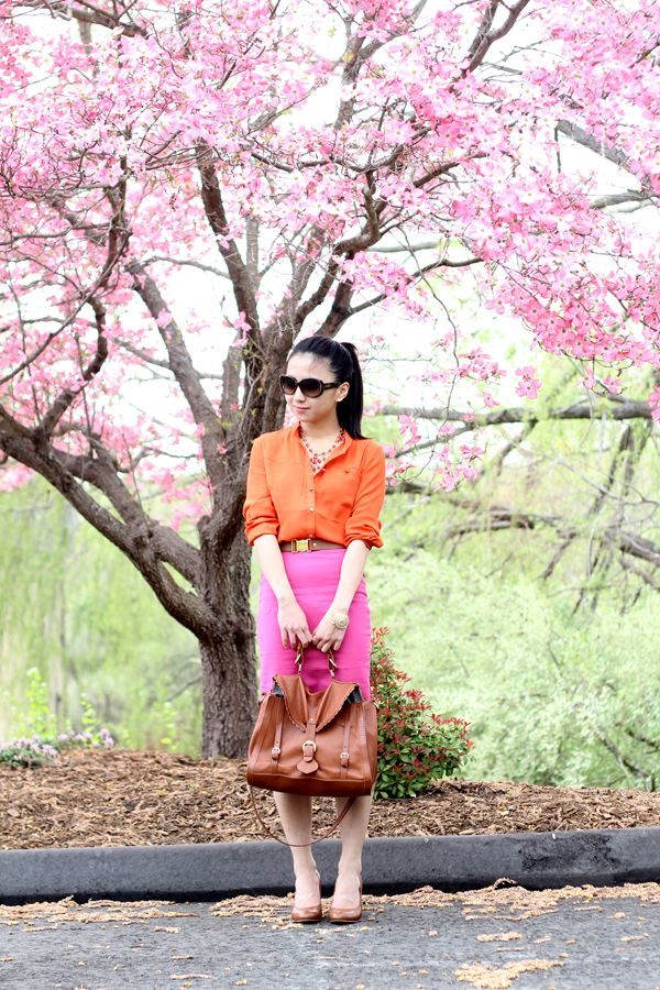 pink-skirt-orange-top
