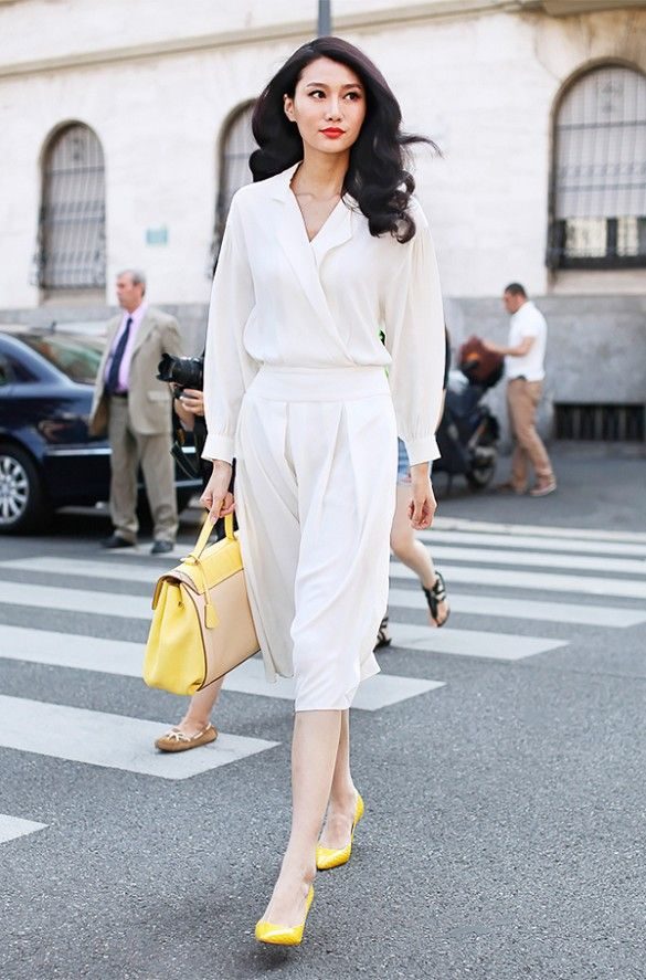 white-and-yellow-office-outfit