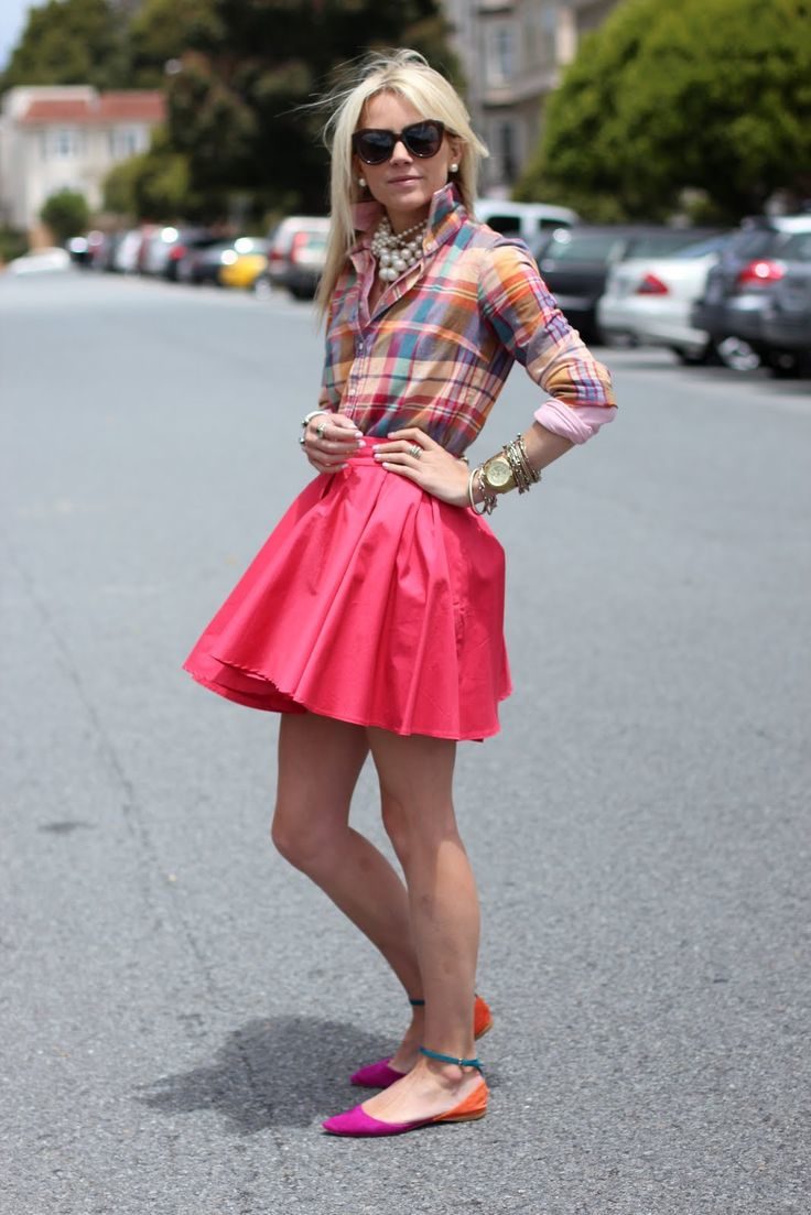 cute-plaid-shirt-and-pink-skirt